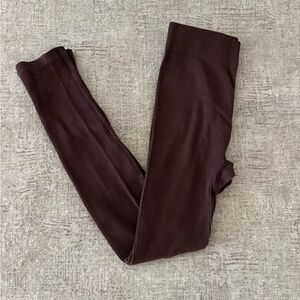 Brown Ribbed Leggings